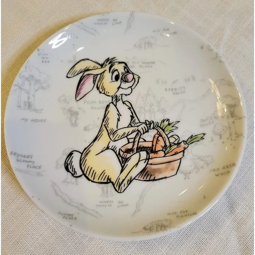Disney Zrike Classic Winnie the Pooh 100 Acre Wood Map Plates Set of 4